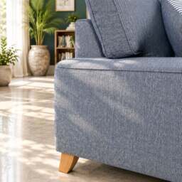 Eastbourne 3 Seater Sofa in Navy with Navy Stripe Cushions - thumbnail 6