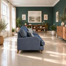 Eastbourne 3 Seater Sofa in Navy with Navy Stripe Cushions - thumbnail 3