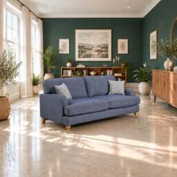 Eastbourne 3 Seater Sofa in Navy with Navy Stripe Cushions - thumbnail 1