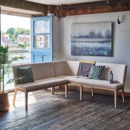 Hampton Beige Corner Bench - Right Hand Facing - thumbnail 1