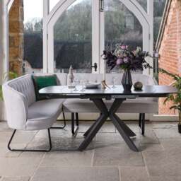 Saturn Dark Grey Motion Table with RHF Frampton Corner Bench - White - thumbnail 1