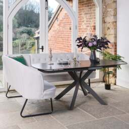 Saturn Dark Grey Motion Table with RHF Frampton Corner Bench - White - thumbnail 2