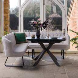 Saturn Dark Grey Motion Table with RHF Frampton Corner Bench - White - thumbnail 4