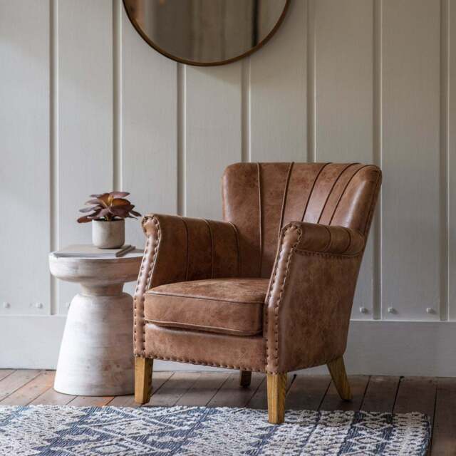 Hickman Armchair Brown Leather - image 1