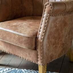 Hickman Armchair Brown Leather - thumbnail 2