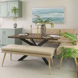 Jupiter 150cm Dining Table - Dark Oak - With Sloane Corner & Low Bench - thumbnail 1