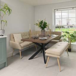 Jupiter 150cm Dining Table - Dark Oak - With Sloane Corner & Low Bench - thumbnail 2