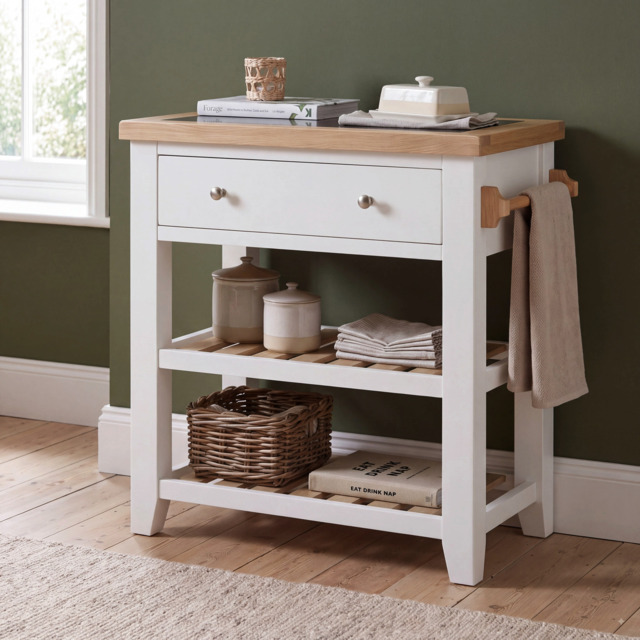 Bibury Small Kitchen Island in Painted / Oak - image 1
