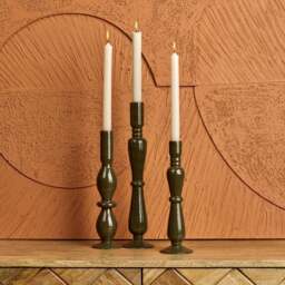 Oval Glass Candle Stick in Green Gold - thumbnail 2