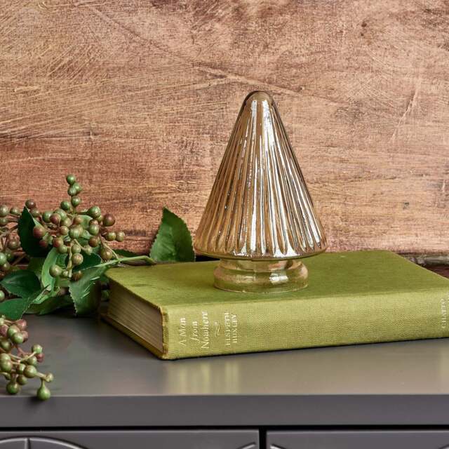 Cone Tree Glass Ornament in Gold Luster - image 1