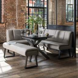 Saturn 130-190cm Motion Table Dark Grey & Sonoma Corner Bench & Low 160cm Bench in Putty - thumbnail 3