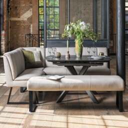 Saturn 130-190cm Motion Table Dark Grey & Sonoma Corner Bench & Low 160cm Bench in Putty - thumbnail 2