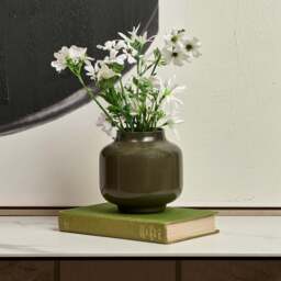 Glass Base Vase in Green Gold - Small - thumbnail 1