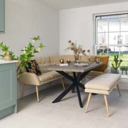 Jupiter 150cm Dining Table - Faux Concrete - With Sloane Corner & Low Bench - thumbnail 2