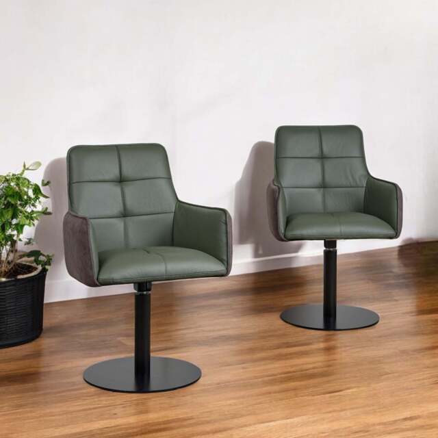 Arno Green Real Leather Dining Chair (Set of 2) - image 1