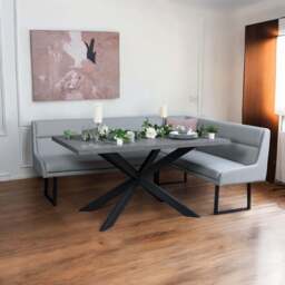Jupiter 180cm - Faux Concrete - Dining Table & LHF Corner Bench in Light Grey - thumbnail 2