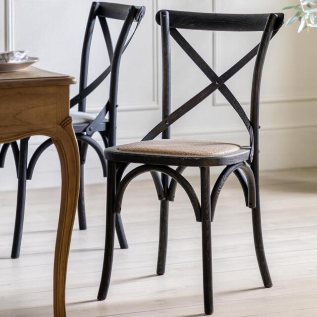 Cafe Chair Black/Rattan (Set of 2) - image 1