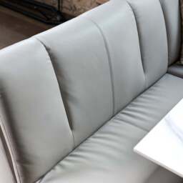 Saturn 135cm Dining Table White & Sonoma Corner Bench in Putty - thumbnail 4