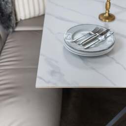 Saturn 135cm Dining Table White & Sonoma Corner Bench in Putty - thumbnail 5