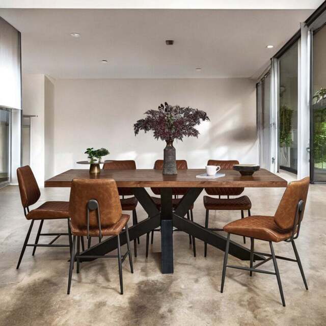Soho Dining Table 200cm & 6 Digby Dining Chairs - Tan - image 1