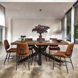 Soho Dining Table 200cm & 6 Digby Dining Chairs - Tan - thumbnail 1