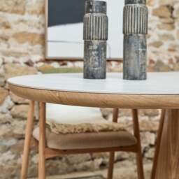 Sutton 200cm Dining Table - Ash with 4x Albi Chairs in Beige with Oiled Oak Legs - thumbnail 5