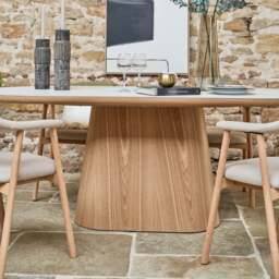 Sutton 200cm Dining Table - Ash with 4x Albi Chairs in Beige with Oiled Oak Legs - thumbnail 3