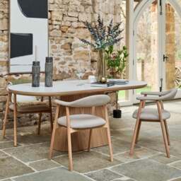 Sutton 200cm Dining Table - Ash with 4x Albi Chairs in Beige with Oiled Oak Legs - thumbnail 2
