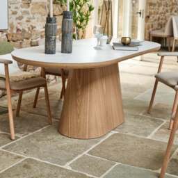 Sutton 200cm Dining Table - Ash with 4x Albi Chairs in Beige with Oiled Oak Legs - thumbnail 4
