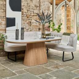 Sutton 200cm Dining Table - Ash with Frampton Corner Bench in White LHF - thumbnail 2