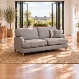 Eastbourne 3 Seater Sofa in Grey with Grey Stripe Cushions - thumbnail 1