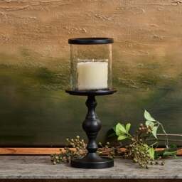 Candle Stand with Glass in Black - Small - thumbnail 1