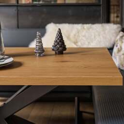 Jupiter Dining Set - Smoked Oak - With RHF Corner Bench in Blue - thumbnail 5