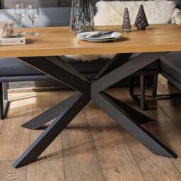 Jupiter Dining Set - Smoked Oak - With RHF Corner Bench in Blue - thumbnail 6
