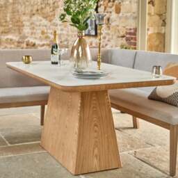 Sutton 160cm Dining Table - Ash with Hampton Corner Bench in Grey LHF - thumbnail 6