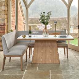 Sutton 160cm Dining Table - Ash with Hampton Corner Bench in Grey LHF - thumbnail 2