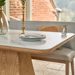 Sutton 160cm Dining Table - Ash with Hampton Corner Bench in Grey LHF - thumbnail 3