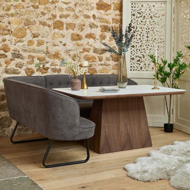 Sutton 160cm Dining Table - Walnut with Frampton Corner Bench in Anthracite RHF - image 1