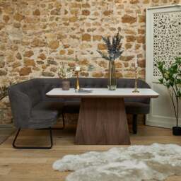 Sutton 160cm Dining Table - Walnut with Frampton Corner Bench in Anthracite RHF - thumbnail 2