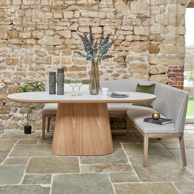 Sutton 200cm Dining Table - Ash with Hampton Corner Bench in Grey LHF - image 1