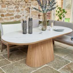 Sutton 200cm Dining Table - Ash with Hampton Corner Bench in Grey LHF - thumbnail 3