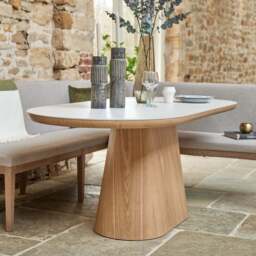 Sutton 200cm Dining Table - Ash with Hampton Corner Bench in Grey LHF - thumbnail 4