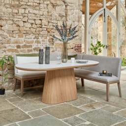 Sutton 200cm Dining Table - Ash with Hampton Corner Bench in Grey LHF - thumbnail 2