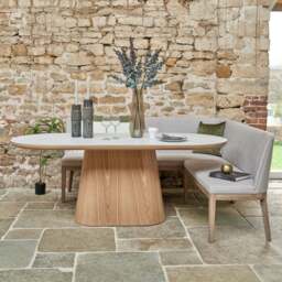 Sutton 200cm Dining Table - Ash with Hampton Corner Bench in Grey LHF - thumbnail 1