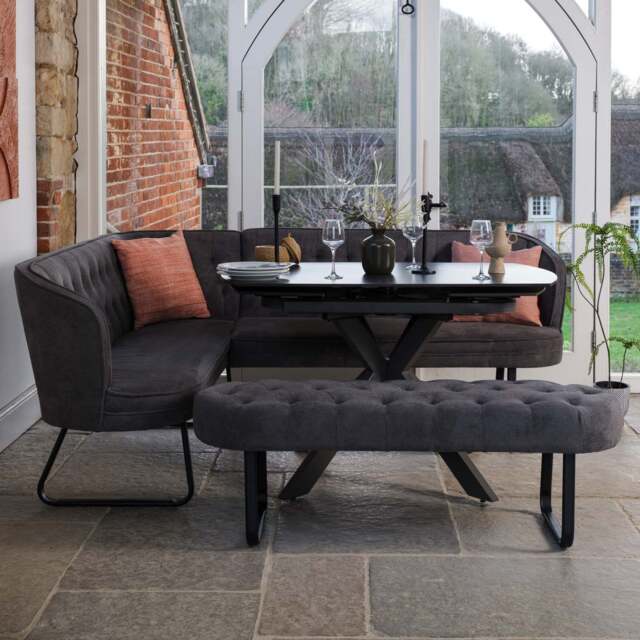 Saturn Dark Grey Motion Table with RHF Frampton Corner Bench & Low Bench - Anthracite - image 1