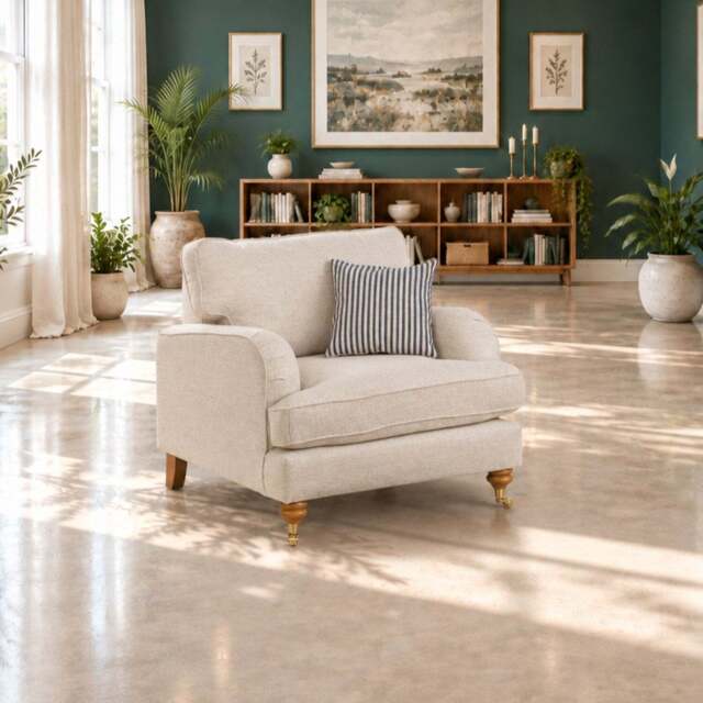 Eastbourne Armchair in Natural with Navy Stripe Cushion - image 1