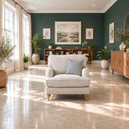 Eastbourne Armchair in Natural with Navy Stripe Cushion - thumbnail 2