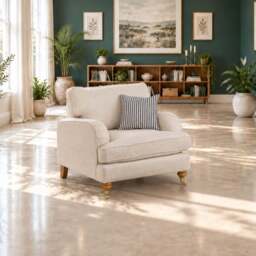 Eastbourne Armchair in Natural with Navy Stripe Cushion - thumbnail 1