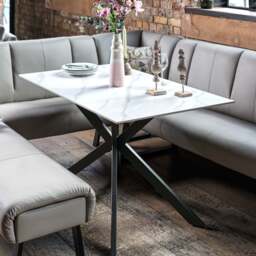 Saturn 135cm Dining Table White & Sonoma Corner with Low Bench 140cm in Putty - thumbnail 3