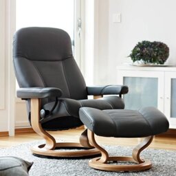 Stressless Consul Recliner With Classic Base & Footstool - thumbnail 1